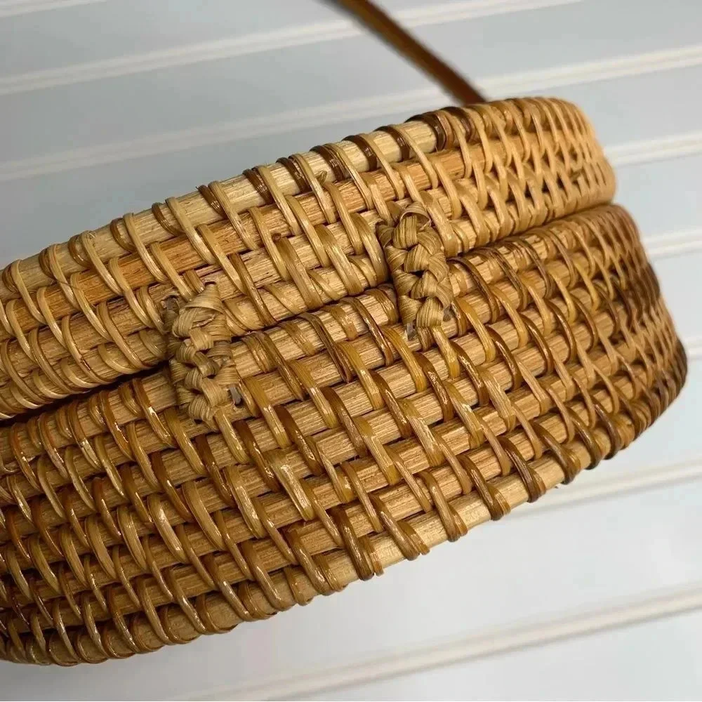 Bali Circle Crossbody Bag Wicker Boho Purse